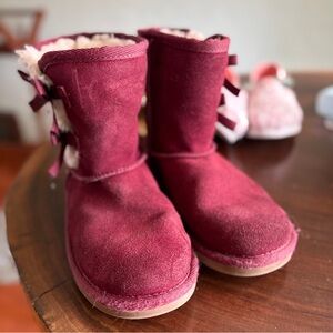 Koolaburra Burgundy Suede Boots with Bows
